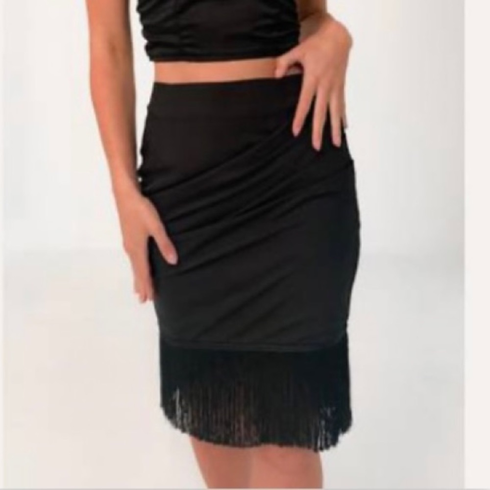 Missguided Premium Black Tassel Wrap Mini Skirt